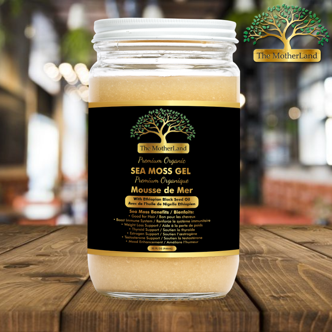 Organic Sea Moss Gel Wildcrafted with Organic Cold Pressed Ethiopian Black Seed Oil 2.5% TQ Highest Grade