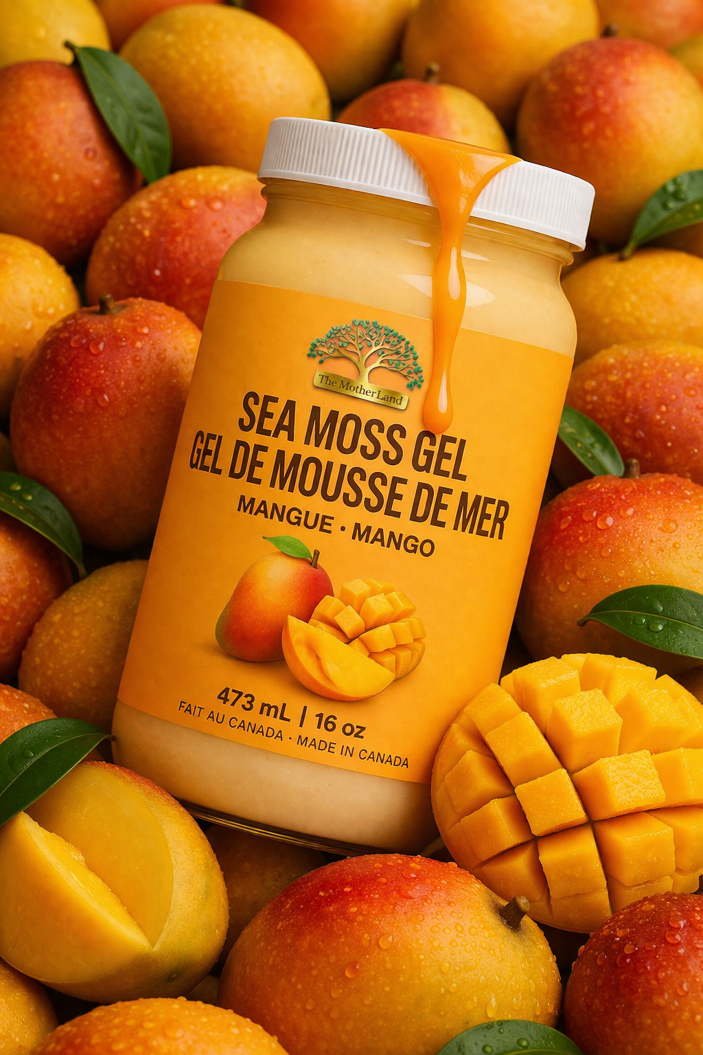Sea Moss Gel – Mango | Gel de mousse de mer – Mangue | The MotherLand (16 oz)