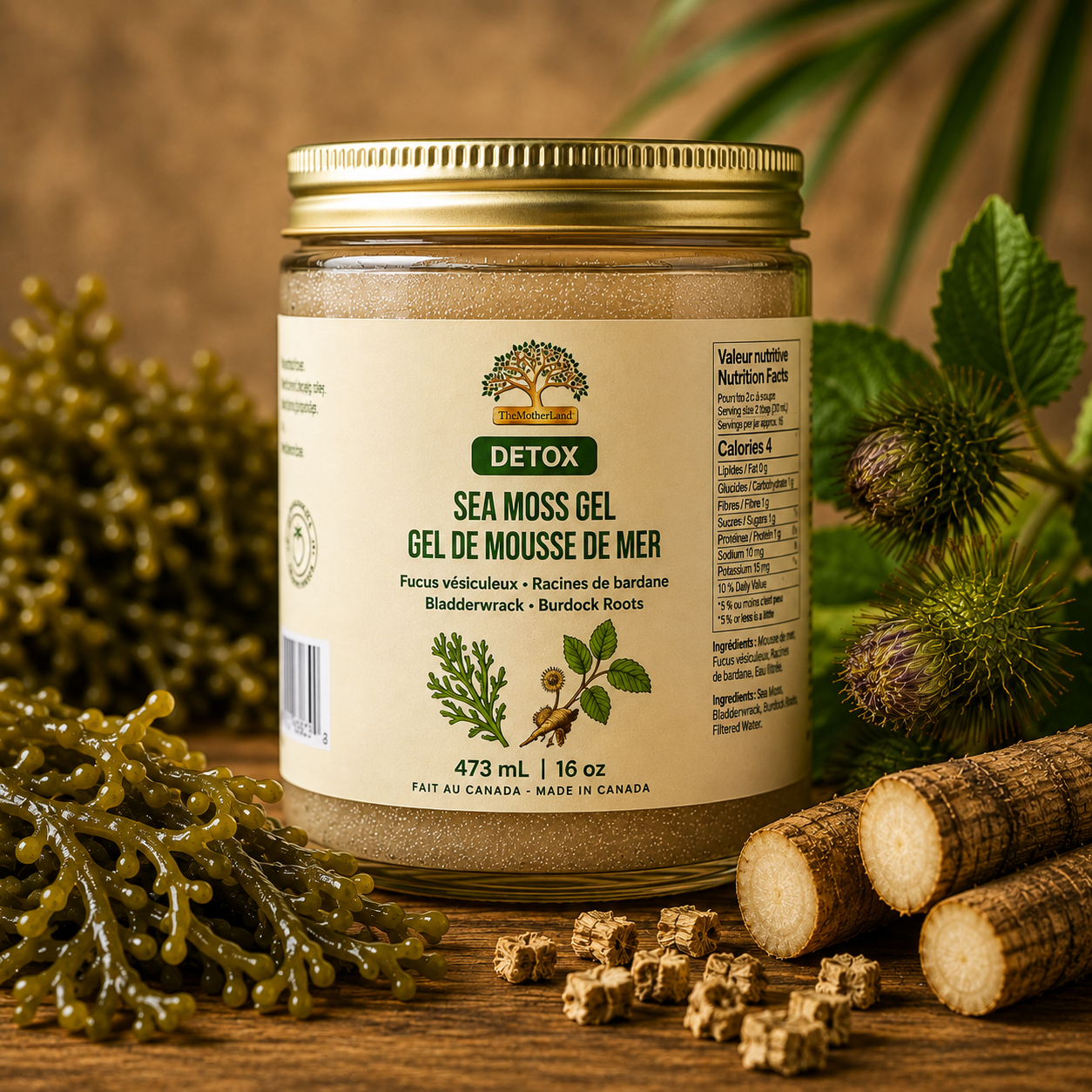 Premium Organic Sea Moss Gel with Bladderwrack and Burduck Roots 100% Natural and Wildcrafted