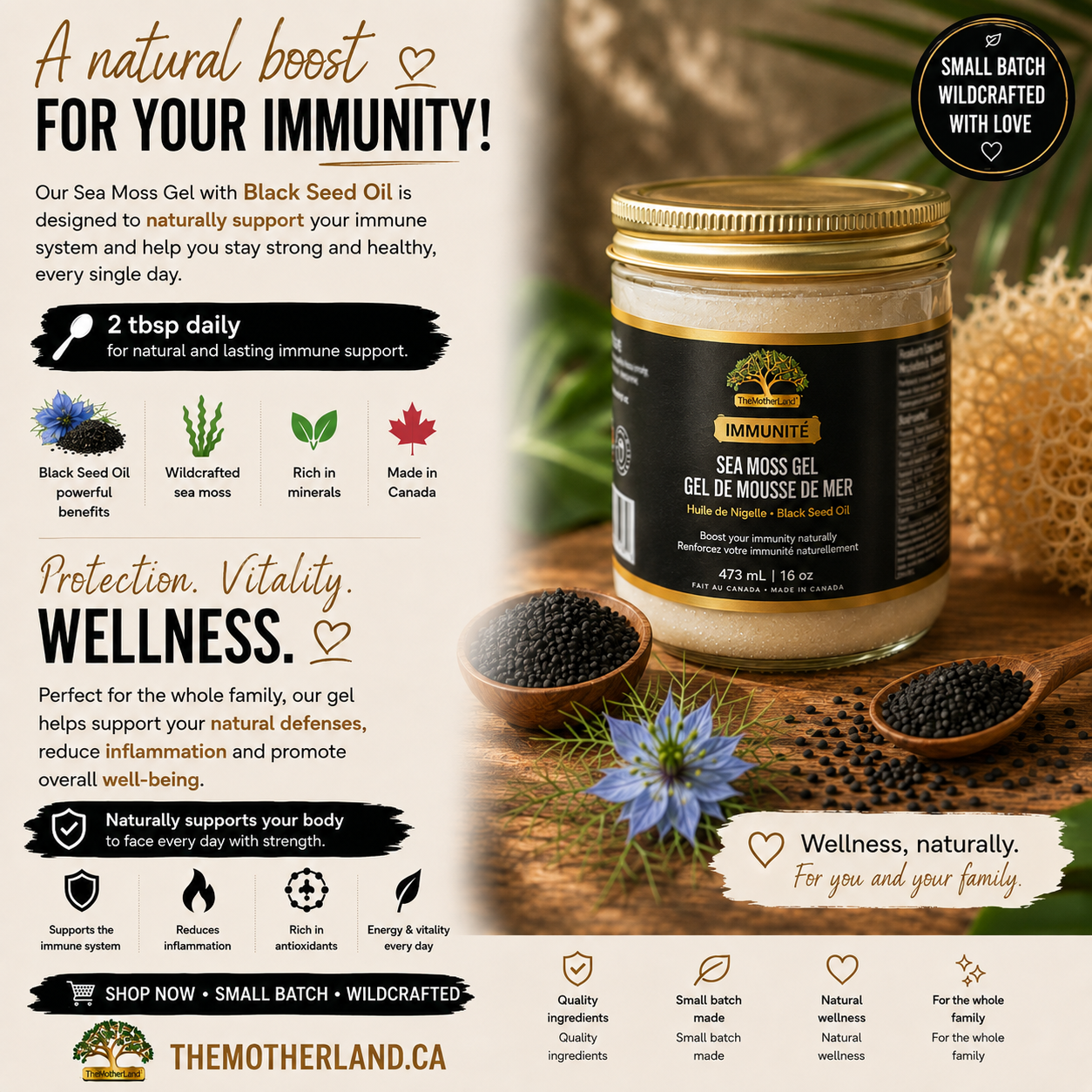 Premium Organic Sea Moss Gel with Ethiopian Black Seed Oil 100% Natural and Wildcrafted